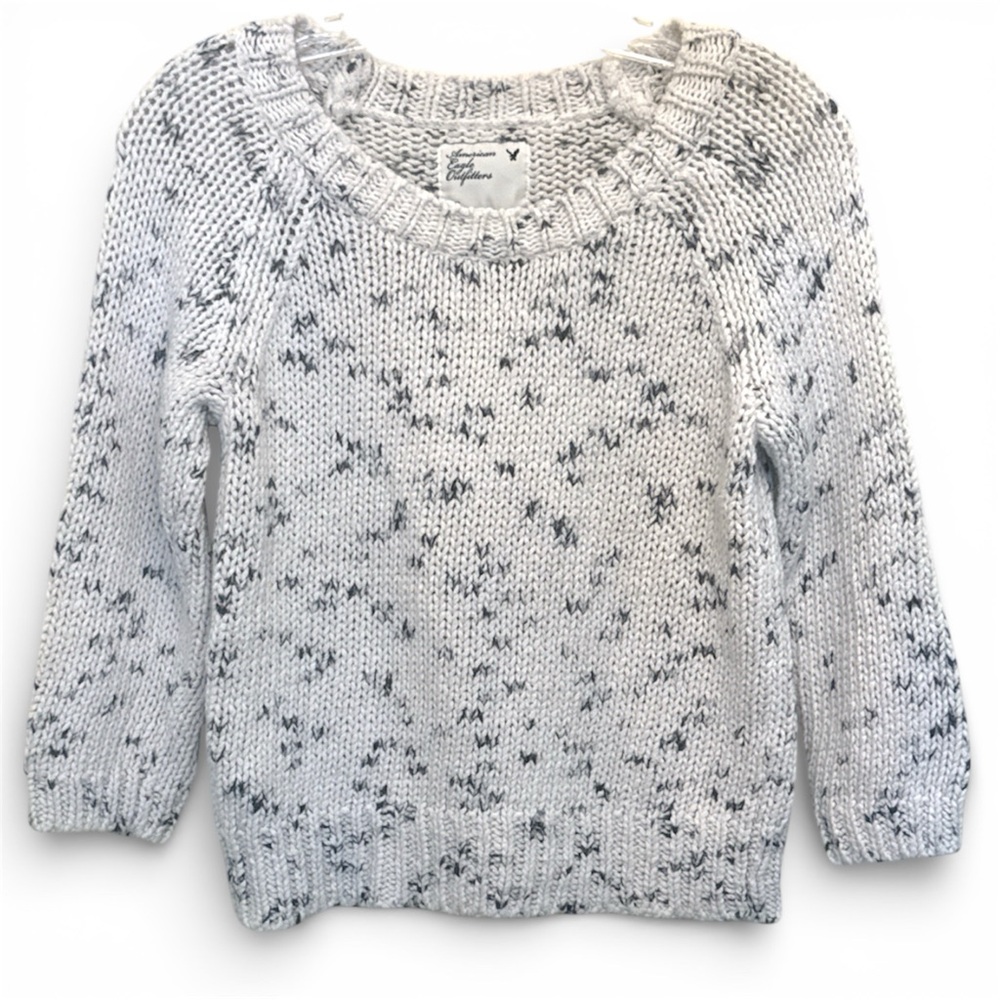 AMERICAN EAGLE OUTFITTERS Soft Academia Preppy Marled Knit Crewneck Sweater S
